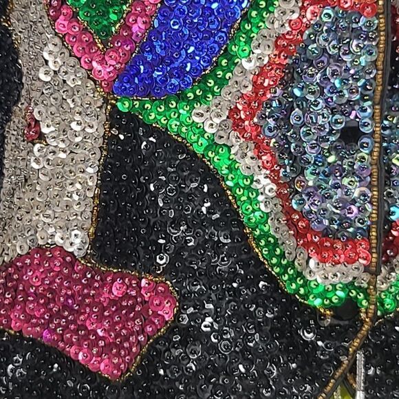 Vintage Sequin and Beaded Black Vest, Medium - Picture 2 of 5